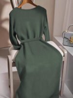 ⁦GlowEve فستان صوفي بأكمام طويلة وياقة طاقم⁩ - الصورة ⁦9⁩