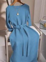 ⁦GlowEve فستان صوفي بأكمام طويلة وياقة طاقم⁩ - الصورة ⁦20⁩