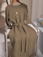 ⁦GlowEve فستان صوفي بأكمام طويلة وياقة طاقم⁩ - الصورة ⁦38⁩