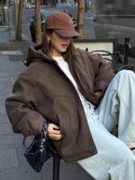 ⁦DAZY معطف كاجوال مبطن مزود بسحاب وقبعة⁩ - الصورة ⁦2⁩