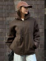 ⁦DAZY معطف كاجوال مبطن مزود بسحاب وقبعة⁩ - الصورة ⁦6⁩