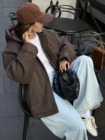 ⁦DAZY معطف كاجوال مبطن مزود بسحاب وقبعة⁩ - الصورة ⁦8⁩