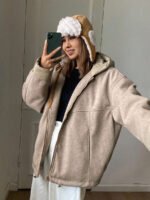 ⁦DAZY معطف كاجوال مبطن مزود بسحاب وقبعة⁩ - الصورة ⁦14⁩