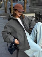 ⁦DAZY معطف كاجوال مبطن مزود بسحاب وقبعة⁩ - الصورة ⁦26⁩