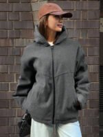 ⁦DAZY معطف كاجوال مبطن مزود بسحاب وقبعة⁩ - الصورة ⁦28⁩