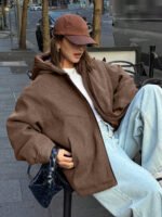 ⁦DAZY معطف كاجوال مبطن مزود بسحاب وقبعة⁩ - الصورة ⁦31⁩