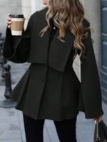 ⁦معطف صوفي نسائي EMERY ROSE – ستايل فرنسي أنيق يومي⁩ - الصورة ⁦2⁩