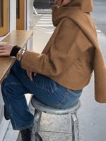 ⁦معطف نسائي قصير بأكمام طويلة وياقة V⁩ - الصورة ⁦9⁩