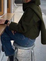 ⁦معطف نسائي قصير بأكمام طويلة وياقة V⁩ - الصورة ⁦14⁩