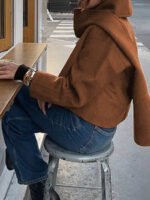 ⁦معطف نسائي قصير بأكمام طويلة وياقة V⁩ - الصورة ⁦17⁩