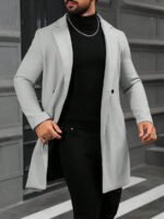 ⁦معطف طويل الأكمام بجيب وأزرار للرجال⁩ - الصورة ⁦4⁩