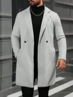 ⁦معطف طويل الأكمام بجيب وأزرار للرجال⁩ - الصورة ⁦5⁩