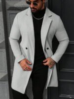 ⁦معطف طويل الأكمام بجيب وأزرار للرجال⁩ - الصورة ⁦6⁩