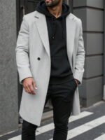 ⁦معطف طويل الأكمام بجيب وأزرار للرجال⁩ - الصورة ⁦8⁩