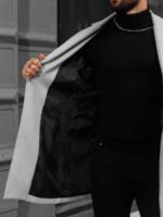 ⁦معطف طويل الأكمام بجيب وأزرار للرجال⁩ - الصورة ⁦9⁩