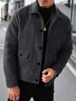 ⁦معطف صوفي قصير عصري للرجال⁩ - الصورة ⁦14⁩