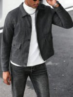 ⁦معطف صوفي قصير عصري للرجال⁩ - الصورة ⁦21⁩