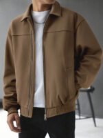 ⁦معطف رجالي من الصوف بلون موحد⁩ - الصورة ⁦2⁩