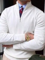 ⁦كنزة صوفية للرجال بياقة عالية وسحاب⁩ - الصورة ⁦15⁩