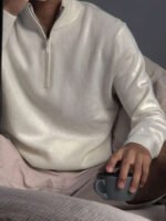 ⁦كنزة صوفية للرجال بياقة عالية وسحاب⁩ - الصورة ⁦48⁩