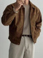 ⁦معطف رجالي بني داكن من الجلد المدبوغ⁩ - الصورة ⁦4⁩