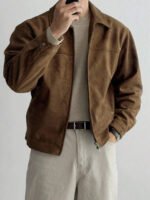 ⁦معطف رجالي بني داكن من الجلد المدبوغ⁩ - الصورة ⁦7⁩