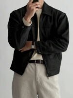 ⁦معطف رجالي بني داكن من الجلد المدبوغ⁩ - الصورة ⁦12⁩