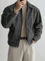 ⁦معطف رجالي بني داكن من الجلد المدبوغ⁩ - الصورة ⁦23⁩