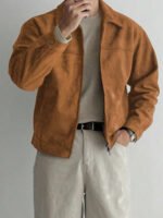 ⁦معطف رجالي بني داكن من الجلد المدبوغ⁩ - الصورة ⁦29⁩