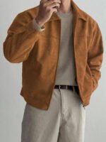 ⁦معطف رجالي بني داكن من الجلد المدبوغ⁩ - الصورة ⁦31⁩