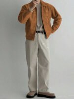 ⁦معطف رجالي بني داكن من الجلد المدبوغ⁩ - الصورة ⁦32⁩