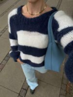 ⁦سويتر نسائي فضفاض ب بألوان متداخلة⁩ - الصورة ⁦5⁩