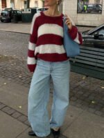 ⁦سويتر نسائي فضفاض ب بألوان متداخلة⁩ - الصورة ⁦11⁩