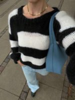 ⁦سويتر نسائي فضفاض ب بألوان متداخلة⁩ - الصورة ⁦19⁩