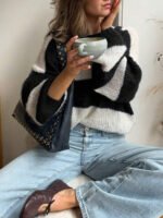 ⁦سويتر نسائي فضفاض ب بألوان متداخلة⁩ - الصورة ⁦22⁩