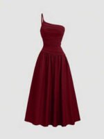 Sweetra فستان طويل أنيق بحروف منسدلة عند الرقبة والخصر على شكل حرف A، بدون أكمام، متنوع مناسب لارتداء يومي وتنحيف الجسم ،للربيع والصيف