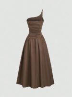 ⁦Sweetra فستان طويل أنيق بحروف منسدلة عند الرقبة والخصر على شكل حرف A، بدون أكمام، متنوع مناسب لارتداء يومي وتنحيف الجسم ،للربيع والصيف⁩ - الصورة ⁦3⁩