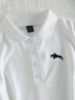 ⁦Elamini فستان نسائي كاجوال بياقة بولو وأكمام قصيرة مطبوعة بطباعة الفارس⁩ - الصورة ⁦6⁩