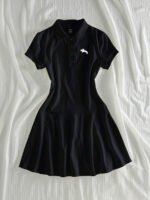 ⁦Elamini فستان نسائي كاجوال بياقة بولو وأكمام قصيرة مطبوعة بطباعة الفارس⁩ - الصورة ⁦7⁩