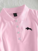 ⁦Elamini فستان نسائي كاجوال بياقة بولو وأكمام قصيرة مطبوعة بطباعة الفارس⁩ - الصورة ⁦16⁩