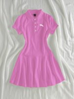 ⁦Elamini فستان نسائي كاجوال بياقة بولو وأكمام قصيرة مطبوعة بطباعة الفارس⁩ - الصورة ⁦47⁩